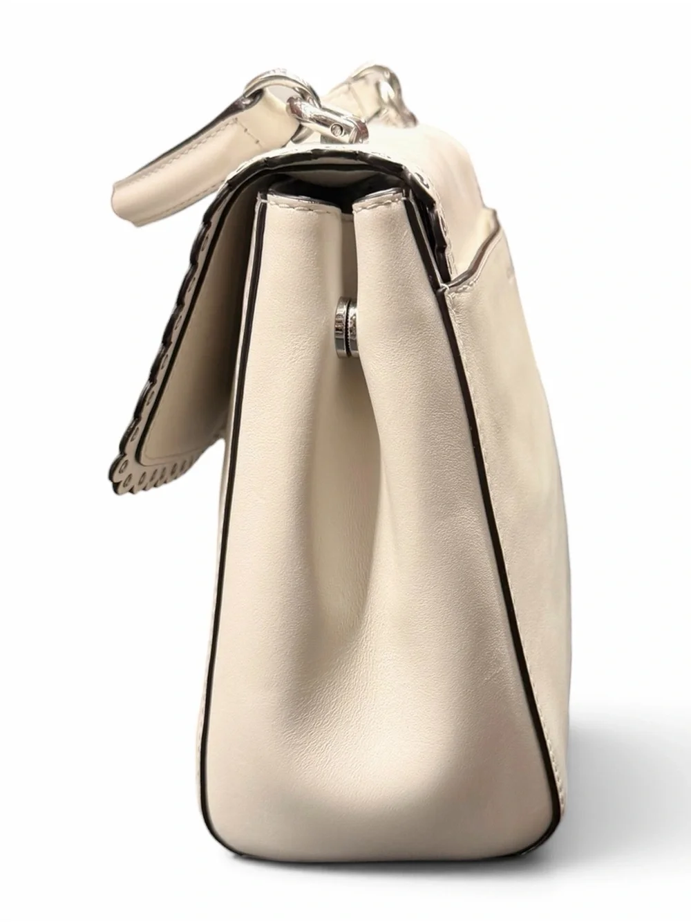 Michael Kors White Leather Ava Top-Handle Crossbody Satchel Bag Medium EUC